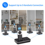 D1002 TAM-D 2-Handset Cordless Phone with Answering Machine Caller ID/Call Waiting LCD Screen Display 16 Languages for Office