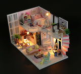 Assemble DIY Wooden House Dollhouse kit Wooden Miniature Doll Houses Miniature Dollhouse toys With Furniture LED Lights Gift