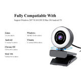 5MP HD Webcam with Microphone LED Web Camera for Computer PC Video Recording Webcams Auto-Focus Adjustable Base Cam USB
