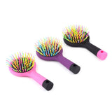 Rainbow Volume Anti-static Detangler Hair Curl Straight Massage Comb Color Hair Brush Styling Tools With Mirror
