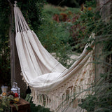 2 Person Hammock Boho Large Brazilian Macrame Fringe Double Deluxe Hammock Swing Net Chair Out/Indoor Hanging Hammock Swings