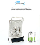 Multifunctional Mini Solar Fan USB Rechargeable Portable Fan Outdoor lighting Ceiling Fan with Led Light Desktop Fan
