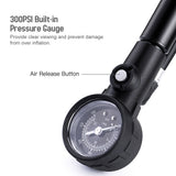 300PSI Bike Fork Pump with Gauge Bicycle Tyre Inflator Fits for Presta Schrader Valve Manual Changing air pump bicycle