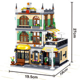 1367pcs Creator Architecture Building Blocks City Street View Bricks Set Coffee Shop Tavern Garden House Hotel Toys For Children