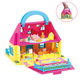 Connection Folding Dollhouse Villa Plastic DIY Dollhouses Play House Furniture Assembled Doll House Toys for Girls kids Gifts