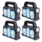 4 Pack 3 In 1 Solar USB Rechargeable COB LED Camping Lantern,Waterproof Emergency Flashlight LED Handheld Light