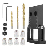 15pcs Oblique Hole Locator Drill Bit Woodworking Pocket Hole Jig Kit 15 Degree Angle Drill Guide Set Hole Puncher DIY Wood Tools