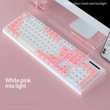 Pink Blue Gaming Keyboard Mechanical Feel Wired USB RGB Backlit Color Matching 104 Keys Keyboards for PC Home Office Gamer