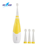 Seago SG-902 Green/Yellow child baby sonic electric toothbrush intelligent vibration with LED light and smart reminder for baby