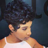 Short curly wig women's fluffy small curly hair chemical fiber headgear