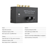 M/M Phono Preamp with Power Switch Preamplifier with Level &amp; Volume Control RCA Input &amp; Output 1/4 Inch TRS Output Interface