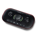 Focusrite Vocaster Two professional broadcasting sound card enhance button  for the most popular broadcast mics
