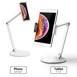 Desktop Aluminum Tablet Stand Long Arm Rotation Cellphone Holder Adjustable Lazy Tablet Mount Compatible with 4-13'' iPhone iPad