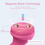 Wireless Charging Ultrasonic Face Pore Cleansing Brush Sonic Vibration Electric Silicone Facial Cleanser With 3D Magnetic Beads