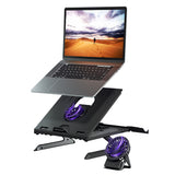 OImaster Laptop Stand Folding Laptop Bracket Anti-slip Laptop Cooling Stand Stable Structure with Detachable Cooling Fan