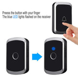Home Security Waterproof Wireless Doorbell 100-240V 60 Rings 5 Volume Chime 300M Remote Led Light EU US UK Plug Door Bell