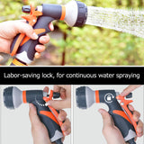 Garden Hose Nozzle 8 Spray Patterns High Pressure Car Washer Jet/ Fan/ Rinse/ Mist Hand Sprayer Sprinkler for Bike Washing Floor