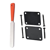 1x Guitar Fret Crowning Luthier File Stainless Steel Narrow Dual Cutting Edge Tool &amp; 1 Set Electric Guitar Neck Plate