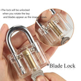 3-Pack Practice Lock Pick Set Transparent Crystal Keyed Padlock Training Locks for Locksmith Include 3 Common Types