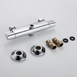 Bath Shower Faucet Thermostatic Faucets Wall Mounted Mixer Valve Tap Temperature Control Rain Shower Chrome Bathroom Twin Outlet