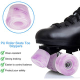 8 Pack 32 x 58mm, 82A Quad Roller Skate Wheels with Bearing Installed and 2 Toe Stoppers for Double Row Skating