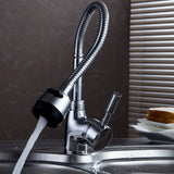 Solid Brass 360Rotatable Pull Out Kitchen Basin Faucet Mixer Tap Spray Spout Single Handle Sink Adjustable Spout Deck Mounted
