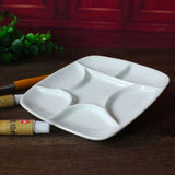 K1AA 7-Well Square White Ceramic Artist Paint Palette for Watercolor Gouache Acrylic