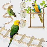 5-12Pcs Bird Cage Toys for Parrots Wood Birds Swing Hanging Chewing Bite Rack Toys Beads Shape Parrot Toy Bird Toys
