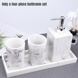 4pcs Resin Bathroom Accessory Set Countertop Lavatory Hotel Tumbler Wedding Gift Soap Dispenser Toothbrush Holder Vanity Tray
