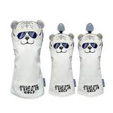 Golf Headcover For Driver Fairway Hybrid PU Leather Waterproof Tiger Golf Wood Cover Soft Durable Golf Club Covers Number Tag