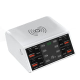 USB Multi-Port Charger 4-Way Super Fast Charge 15W Wireless Charge Desktop Charger 8-Port Fast Charge EU Plug