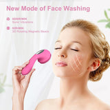 New Design Acoustic Wave Magnetic Massage Silicone Facial Cleanser Sonic Face Cleansing Brush With 4 Modes Facial Skin Scrubber