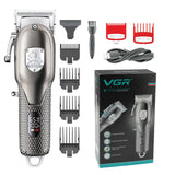 VGR professional all metal  LED display  hair trimmer for men electric barber hair clipper rechargeable hair cutting machine
