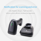 Handheld 1D/2D/QR Barcode Scanner Wireless BT &amp; 2.4G USB Wired Bar Code Reader CMOS Image Sensor Manual/Auto Trigger Scanning