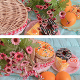 4X Country Style Wicker Picnic Basket Hamper With Lid And Handle &amp; Liners For Picnics, Parties And Bbqs