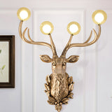 Modern Deer Head Glass Wall Lamps Sconce Resin Art Antlers Home Decor Wall Lights for Living Room Led Mirror Wall Light Fixtures