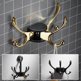 Black Gold Robe Hooks Wall Mounted Type Nail Punched Bedroom Wardrobe Clothes Rack 3 Hooks Rotatable Bath Hardware Antique/Nicke