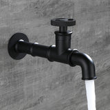 G1/2 Black/Chrome Wall Mounted Bathroom Balcony Outdoor Garden Faucet Single Cool Solid Brass Washer Faucet