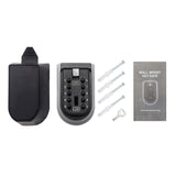 Wall Mounted Outdoor Key Storage Lock Box 10 Digit Push-Button Combination Password Key Safe Box Resettable Code Key Holder