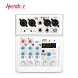Manchez G4 Mini 4 Channel Sound Card Mixer USB Console DJ Karaoke Smartphone Professional Computer Recording 48V