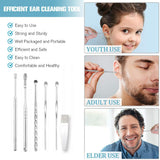 6 in 1 Stainless Steel Ear Wax Pick Earwax Removal Kit Ear Cleansing Tool Set Portable Cleaner Earpick Wax Remover Curette Spoon
