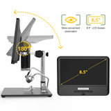 AD208S 8.5 Inch LCD Screen 5X-1200X Digital Microscope 1280 * 800 Adjustable 1080P Scope Soldering Tool with Two Fill Lights