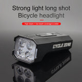 CycLE ZoNE Bicycle Light Set 4T6LED Flashlight Aluminum Alloy Equipment Night Riding Rotating Highlight Riding Front