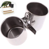 10 Set Stainless Steel Bird Water Feeder Dishes Parrot Pet Food Feeding Cups With Clamp Cage Hanging Bowl Dispenser Wholesale X2