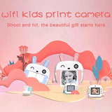 Wifi Children Instant Print Camera 2.4 Inchs HD With cute stickers Cartoon Video Photo Printing Camera Kids Toy Birthday Gift