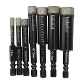 7Pcs Brazed Diamond Dry Drill Bits Hole Saw Cutter For Granite Marble Ceramic Tile Glass 5/6/8/10/12/14/16Mm