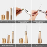 DIY Copper Handle Awl Sewing Set Leather Canvas Shoes Repair Tool Hand Stitching Leather Craft Sewing Tool Needle Punch Awl Kit
