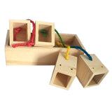 Bird Intelligence Toy Wooden Box Food Foraging Feeder Cage Feeding Toys Parrot Treat Training for Bird Parakeet