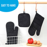 Oven Mitts and Pot Holders 4pcs Set Heat Resistant Oven Gloves and Hot Pads Potholders for BBQ Kitchen Baking Cooking Grilling