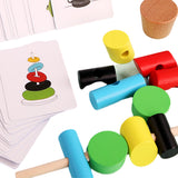Kids Color Matching Logic Games Beaded Toys Wooden Cylinder Blocks Montessori Early Education Thinking Training Stacking Toy